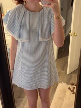 Sister Jane Sky Blue and White Striped Mini Dress